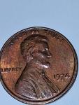 1974 No Mint Mark Red Penny with Ghost