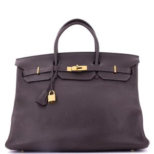 Brown Hermes Birkin Handbag with Gold Hardware