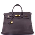 Brown Hermes Birkin Handbag with Gold Hardware