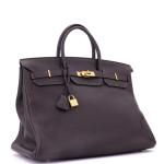 Brown Hermes Birkin Handbag with Gold Hardware