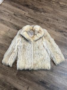 Vintage Beige Fox Fur Women's Winter Coat Size Small