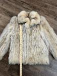 Vintage Beige Fox Fur Women's Winter Coat Size Small