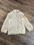 Vintage Beige Fox Fur Women's Winter Coat Size Small