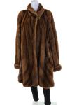 Brown Real Fur Long Sleeve Coat for Women