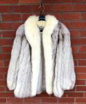 Fox Fur Coat in Blue Grey for Women, Medium