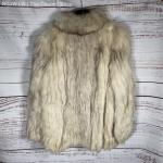 Gray Fox Fur High Collar Coat Jacket, Size M