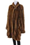 Brown Real Fur Long Sleeve Coat for Women