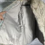 Gray Fox Fur High Collar Coat Jacket, Size M