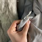 Gray Fox Fur High Collar Coat Jacket, Size M