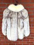 Fox Fur Coat in Blue Grey for Women, Medium