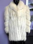 Vintage White Fox Fur Coat Jacket - Large