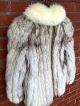 Fox Fur Coat in Blue Grey for Women, Medium