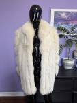 Vintage White Fox Fur Coat Jacket - Large