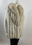 Soft Blue Fox Fur Vest Coat with Satin Lining