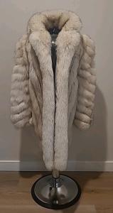 Norwegian Fox Fur Coat in Bright Blue, Size 12