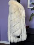 Vintage White Fox Fur Coat Jacket - Large