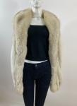 Soft Blue Fox Fur Vest Coat with Satin Lining