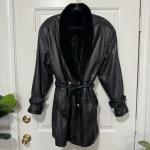 Vintage Reversible Black Mink Leather Coat XL