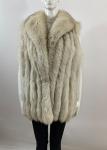 Soft Blue Fox Fur Vest Coat with Satin Lining