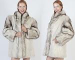 Platinum Blonde Mink Coat with Fox Stripes