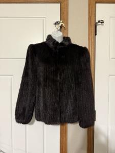 80s Dark Espresso Mink Fur Jacket, Size 10