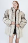Platinum Blonde Mink Coat with Fox Stripes