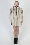 Platinum Blonde Mink Coat with Fox Stripes