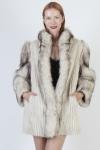 Platinum Blonde Mink Coat with Fox Stripes