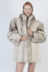 Platinum Blonde Mink Coat with Fox Stripes