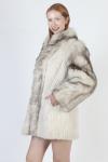 Platinum Blonde Mink Coat with Fox Stripes