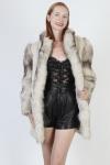 Platinum Blonde Mink Coat with Fox Stripes