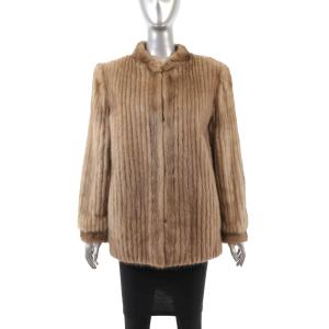 Light Brown Corded Mink Jacket - Medium Size