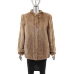 Light Brown Corded Mink Jacket - Medium Size
