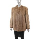 Light Brown Corded Mink Jacket - Medium Size