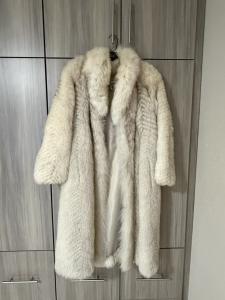 Vintage White Beige Fox Fur Coat EU 40