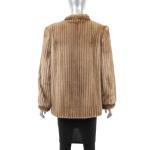 Light Brown Corded Mink Jacket - Medium Size