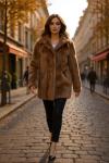 Honey Brown SAGA Mink Fur Coat, Size M/L