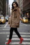 Honey Brown SAGA Mink Fur Coat, Size M/L