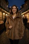 Honey Brown SAGA Mink Fur Coat, Size M/L