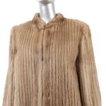 Light Brown Corded Mink Jacket - Medium Size