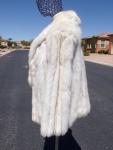 Blue Fox Fur Coat Jacket by SAGA - Hip Length