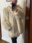 Blue Fox Fur Coat with Silver Stripes