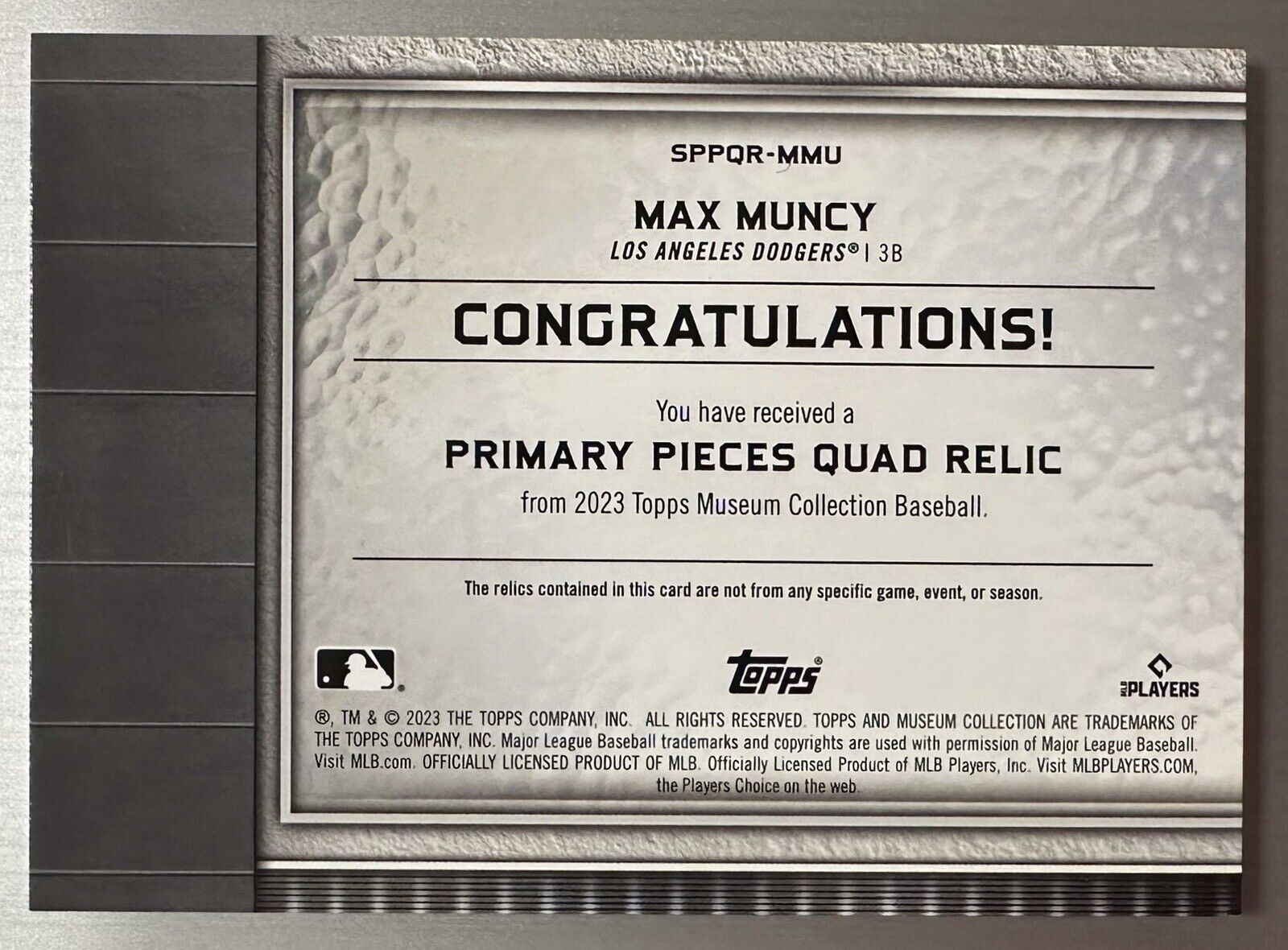 2023 Saga Collectibles: Max Muncy Quad Patch - Dodgers