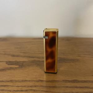 Colibri Gold Tone Slim Lighter with Tortoise Shell