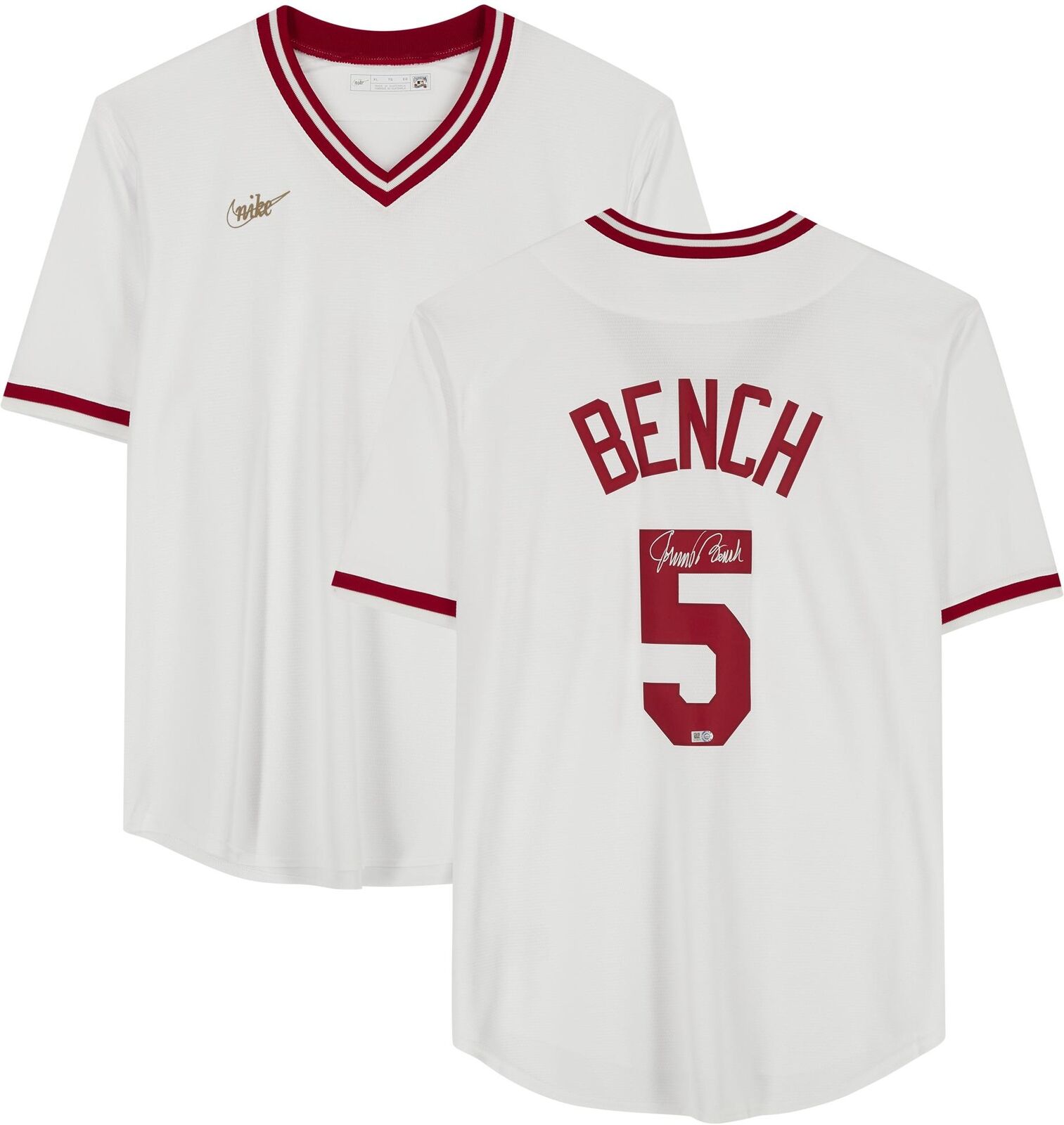 Authentic Johnny Bench Reds Signed Cooperstown Jersey