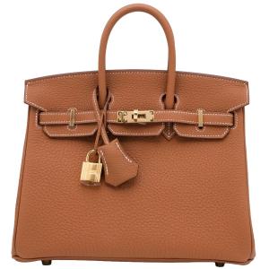 Gold Togo Leather Hermes Birkin 25 Handbag