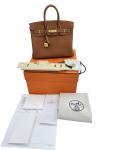 Gold Togo Leather Hermes Birkin 25 Handbag