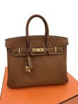 Gold Togo Leather Hermes Birkin 25 Handbag