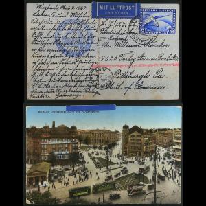 1929 Germany Zeppelin Airmail Cover Postcard