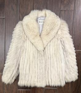 Vintage Cream White Saga Fox Fur Jacket Size 12-14